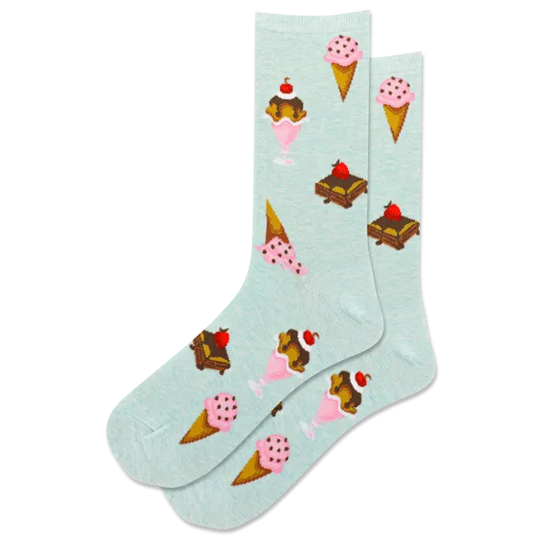 "Desserts" Cotton Crew Socks by Hot Sox - Medium