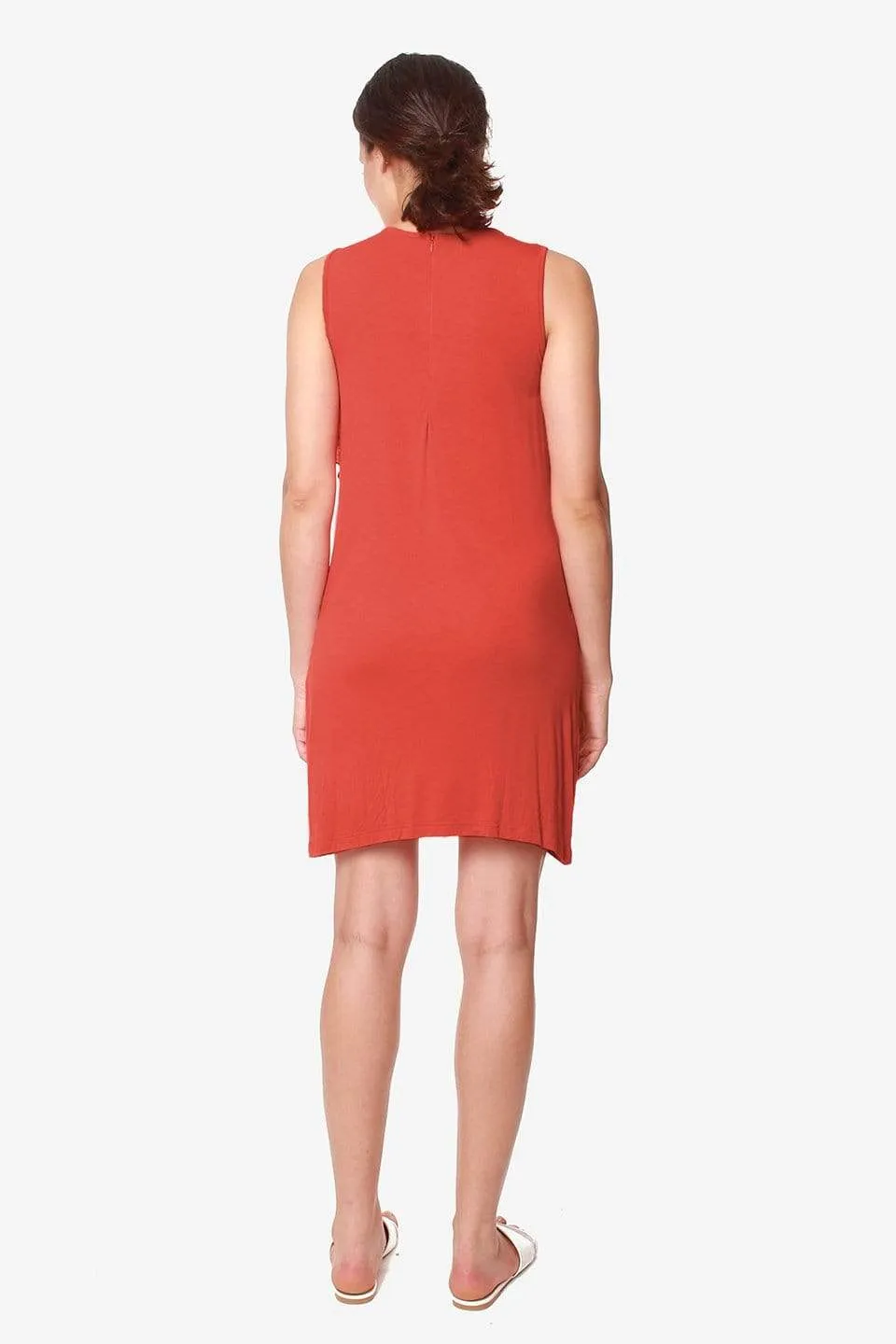 Sleeveless Calida Frills Bamboo Cotton Nursing Dress Dark Coral