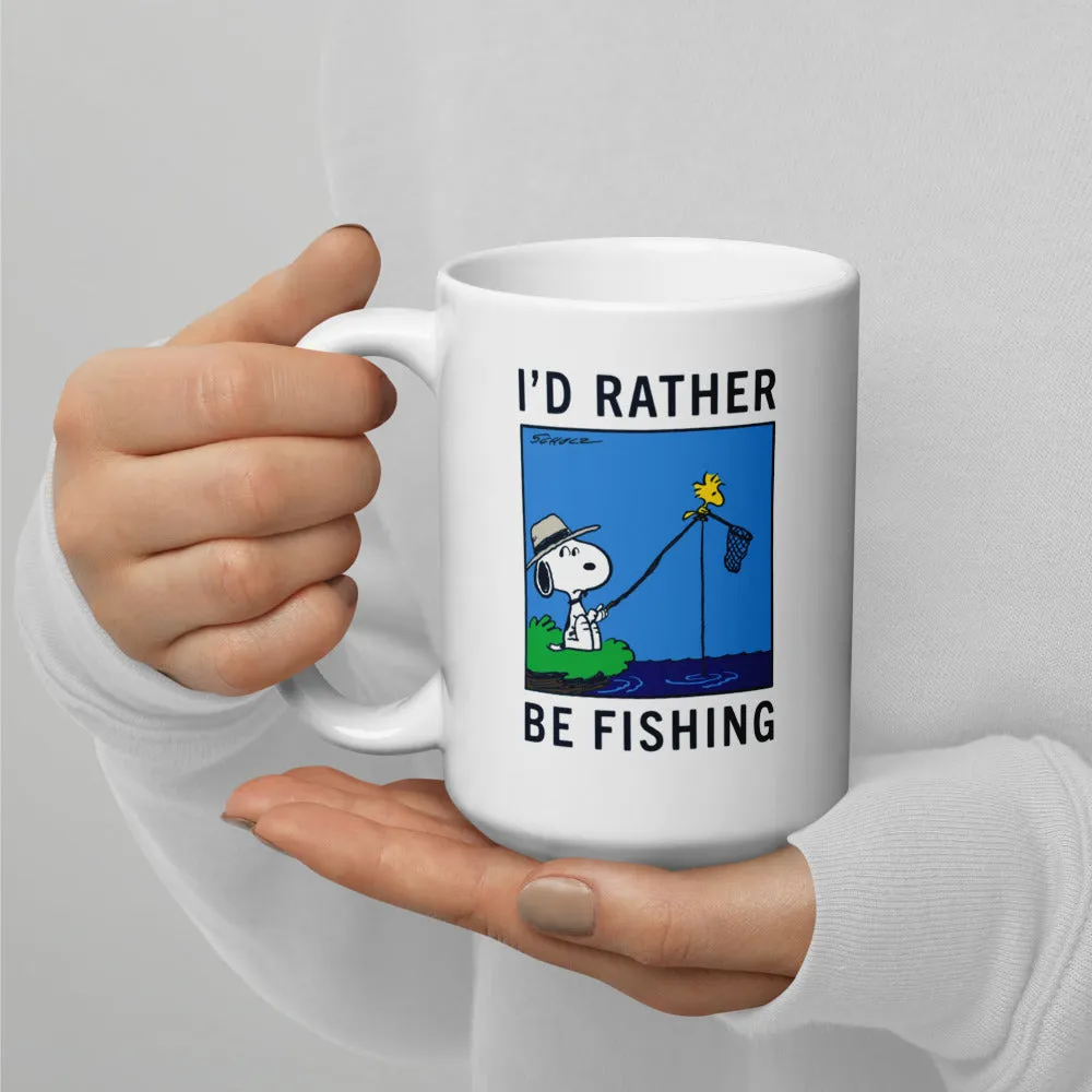 Snoopy I'd Rather Be Fishing White Mug