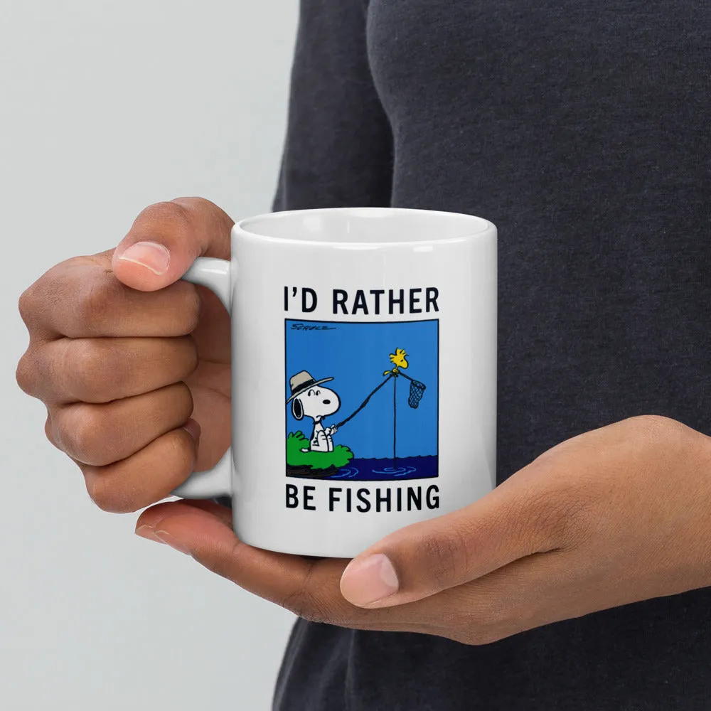 Snoopy I'd Rather Be Fishing White Mug