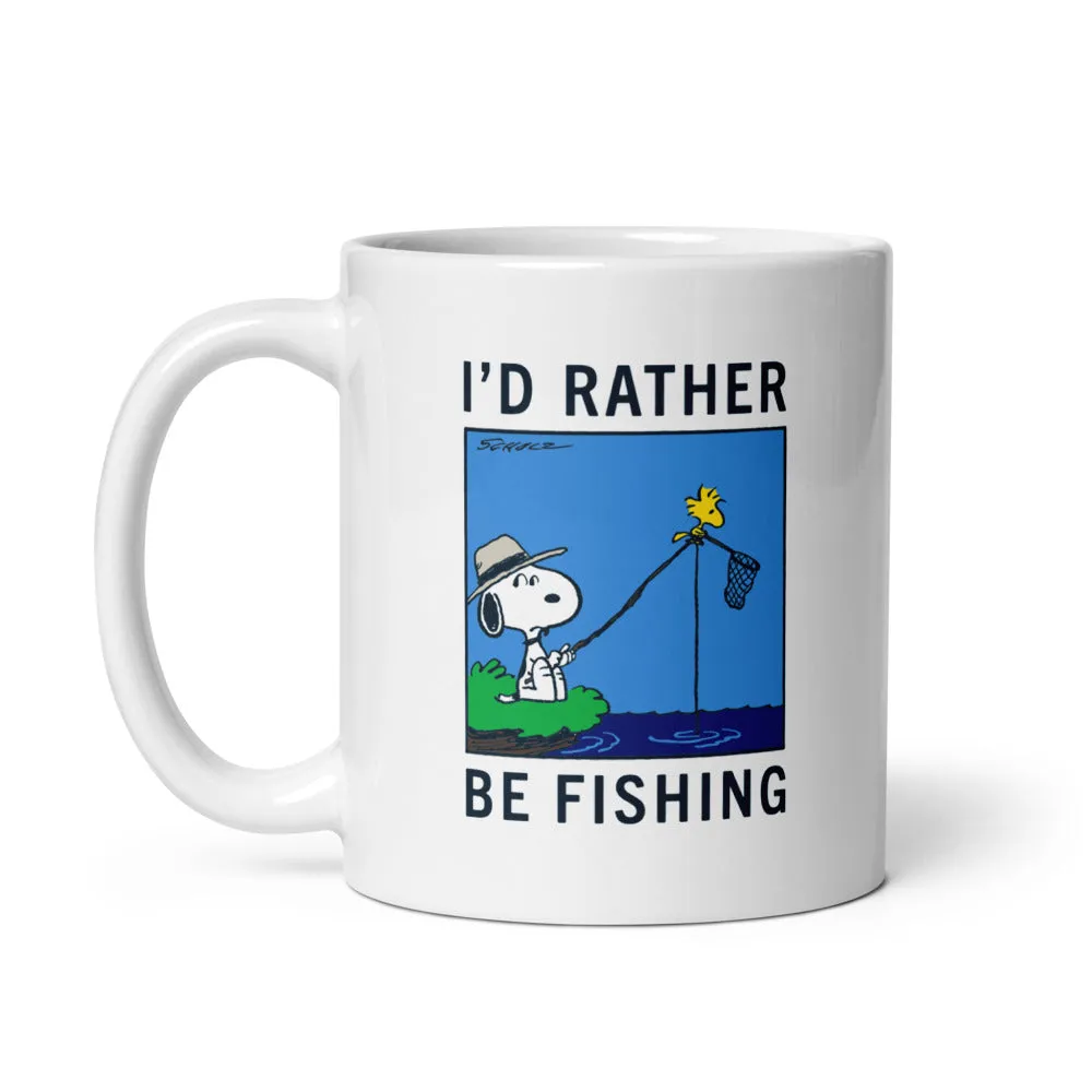 Snoopy I'd Rather Be Fishing White Mug