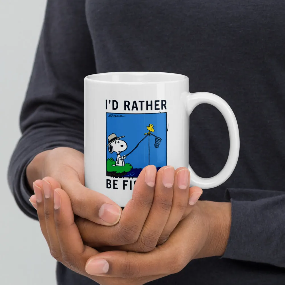 Snoopy I'd Rather Be Fishing White Mug