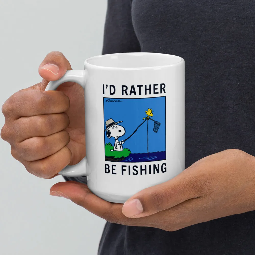 Snoopy I'd Rather Be Fishing White Mug