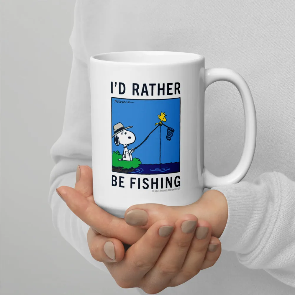 Snoopy I'd Rather Be Fishing White Mug