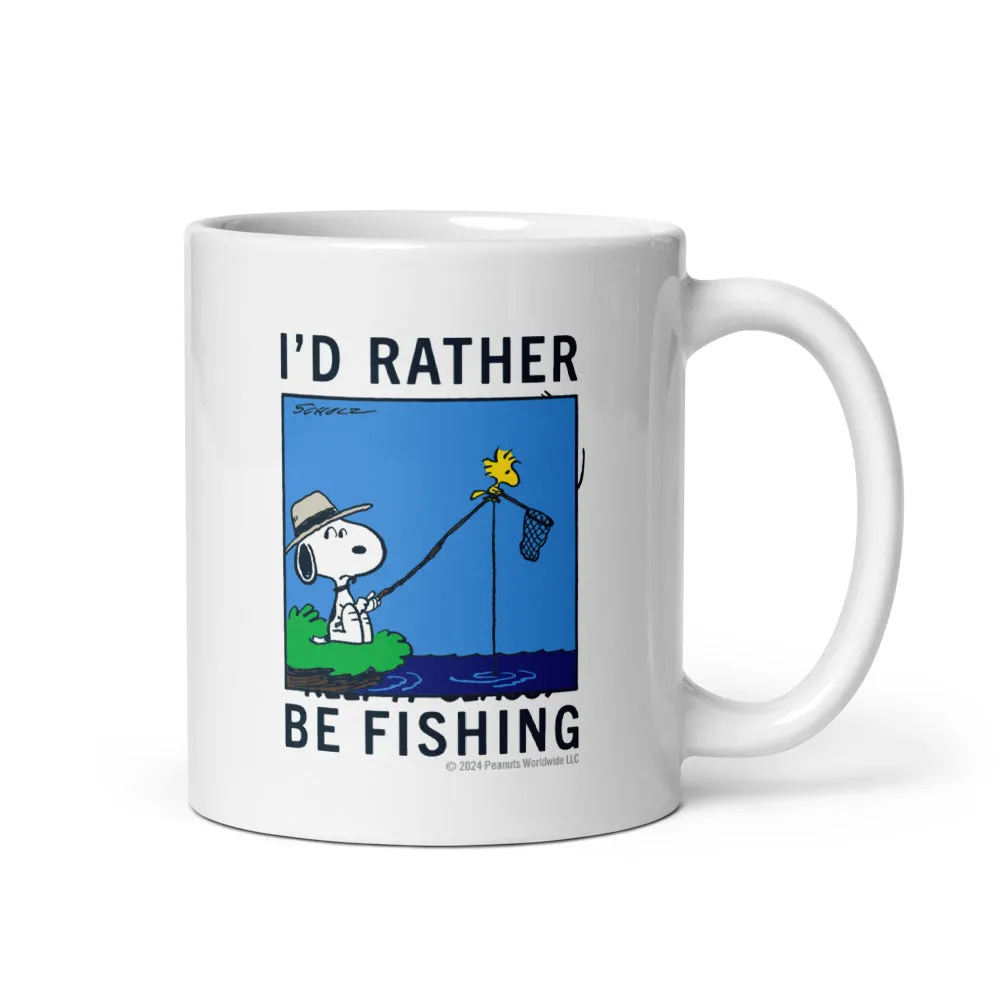 Snoopy I'd Rather Be Fishing White Mug