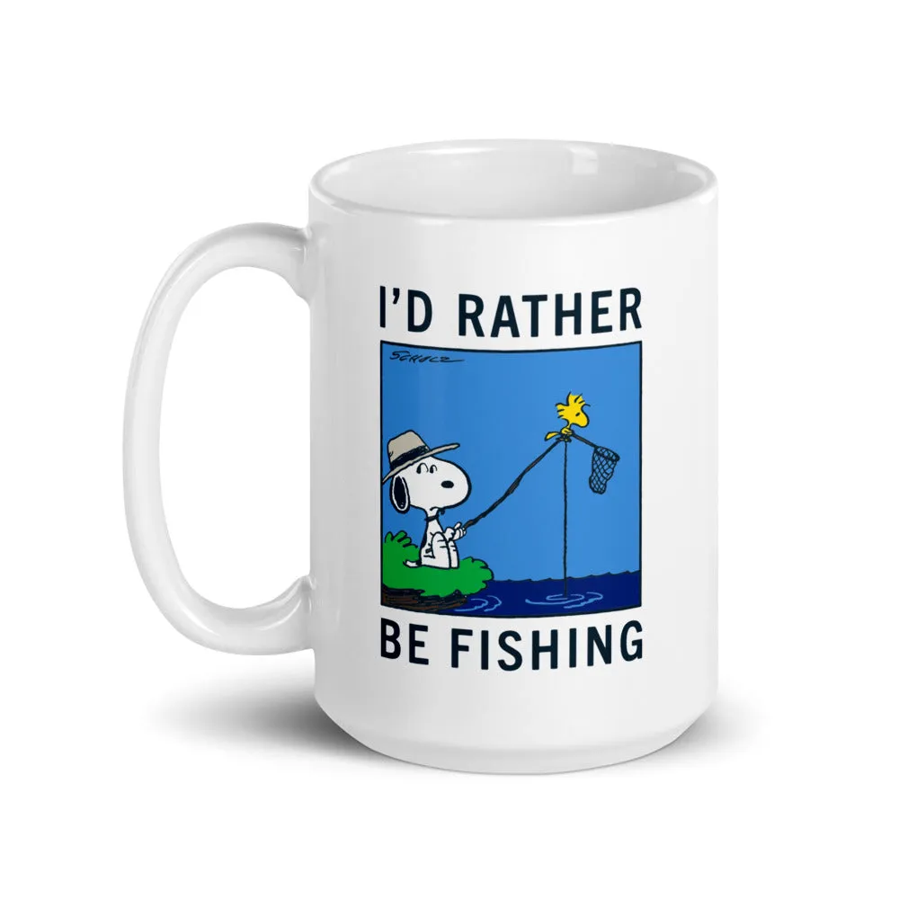 Snoopy I'd Rather Be Fishing White Mug