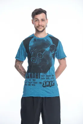 Sure Design Mens Gandhi T-Shirt Denim Blue