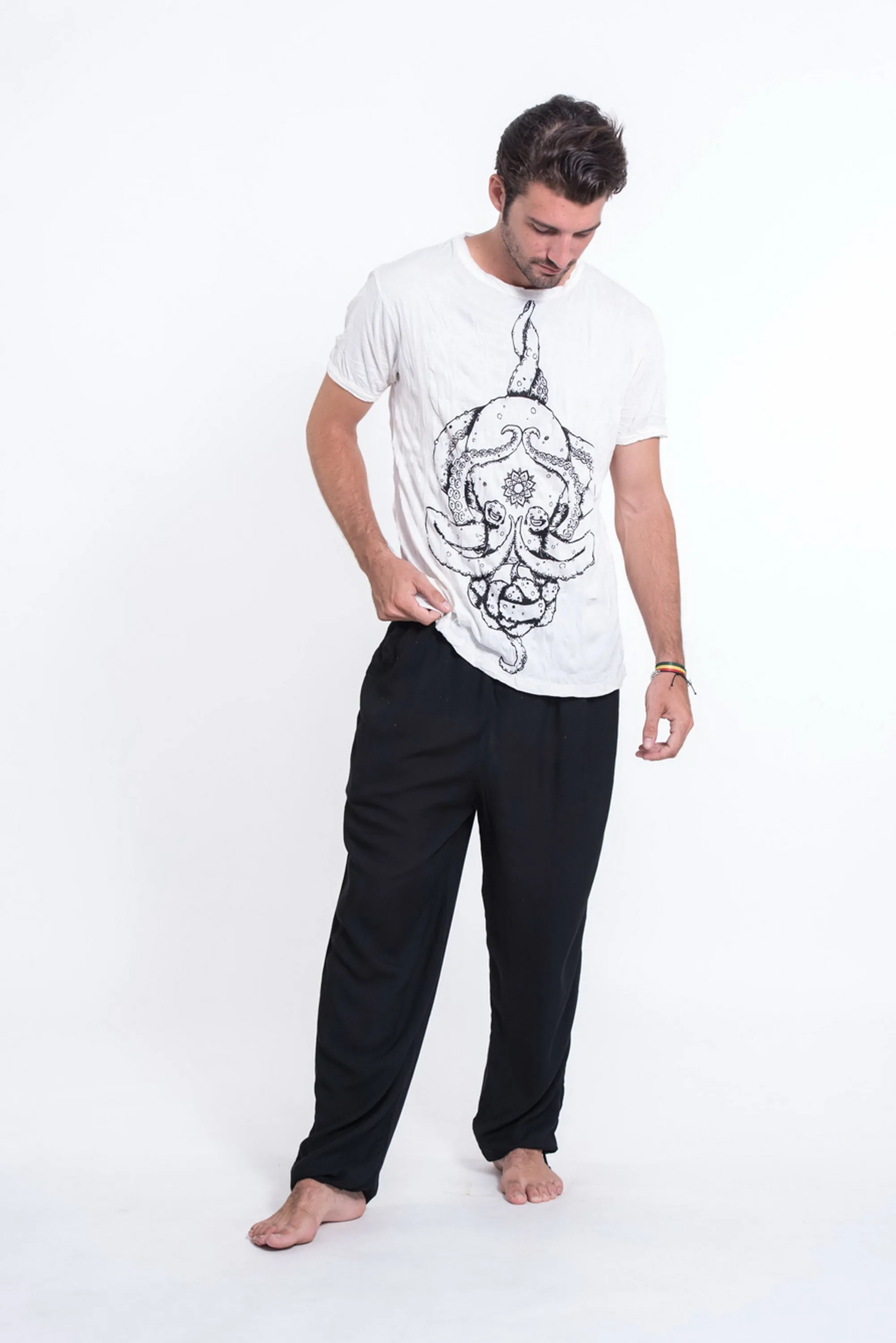 Sure Design Mens Octopus Mandala T-Shirt White