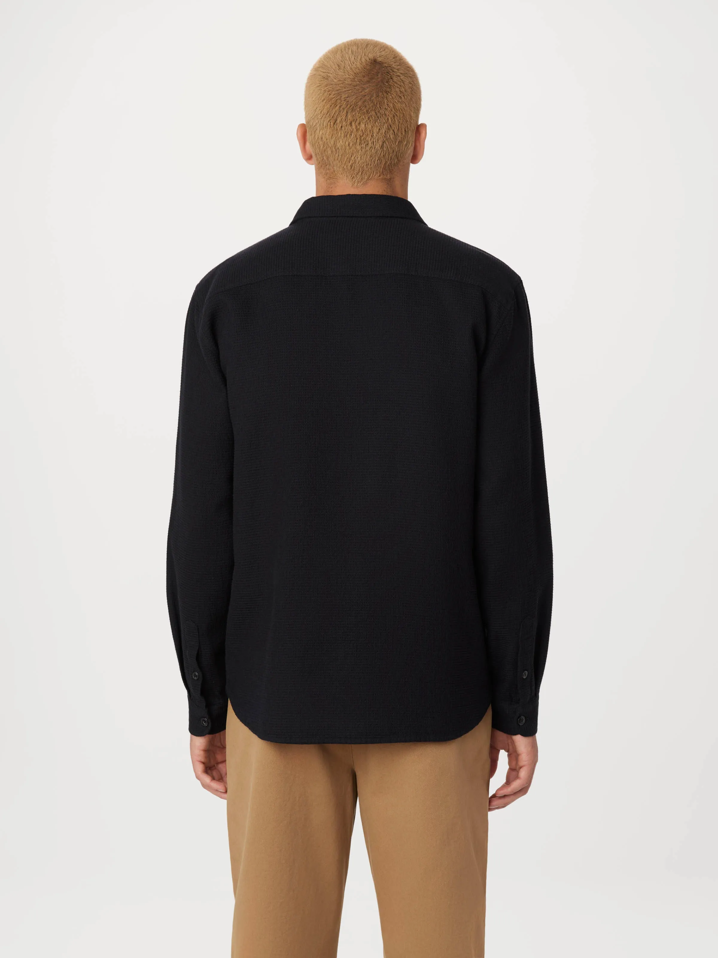 The Waffle Knit Shirt in Black