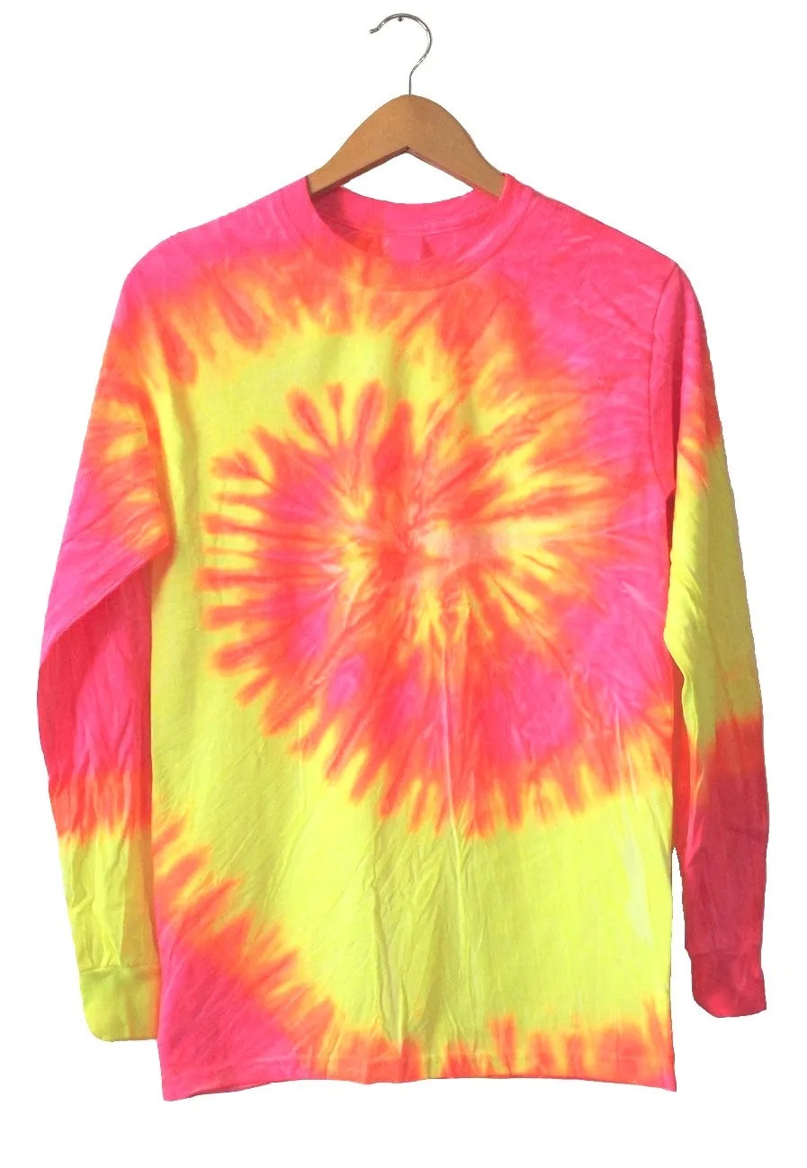 Tropical Neon Tie-Dye Long Sleeve Unisex Tee