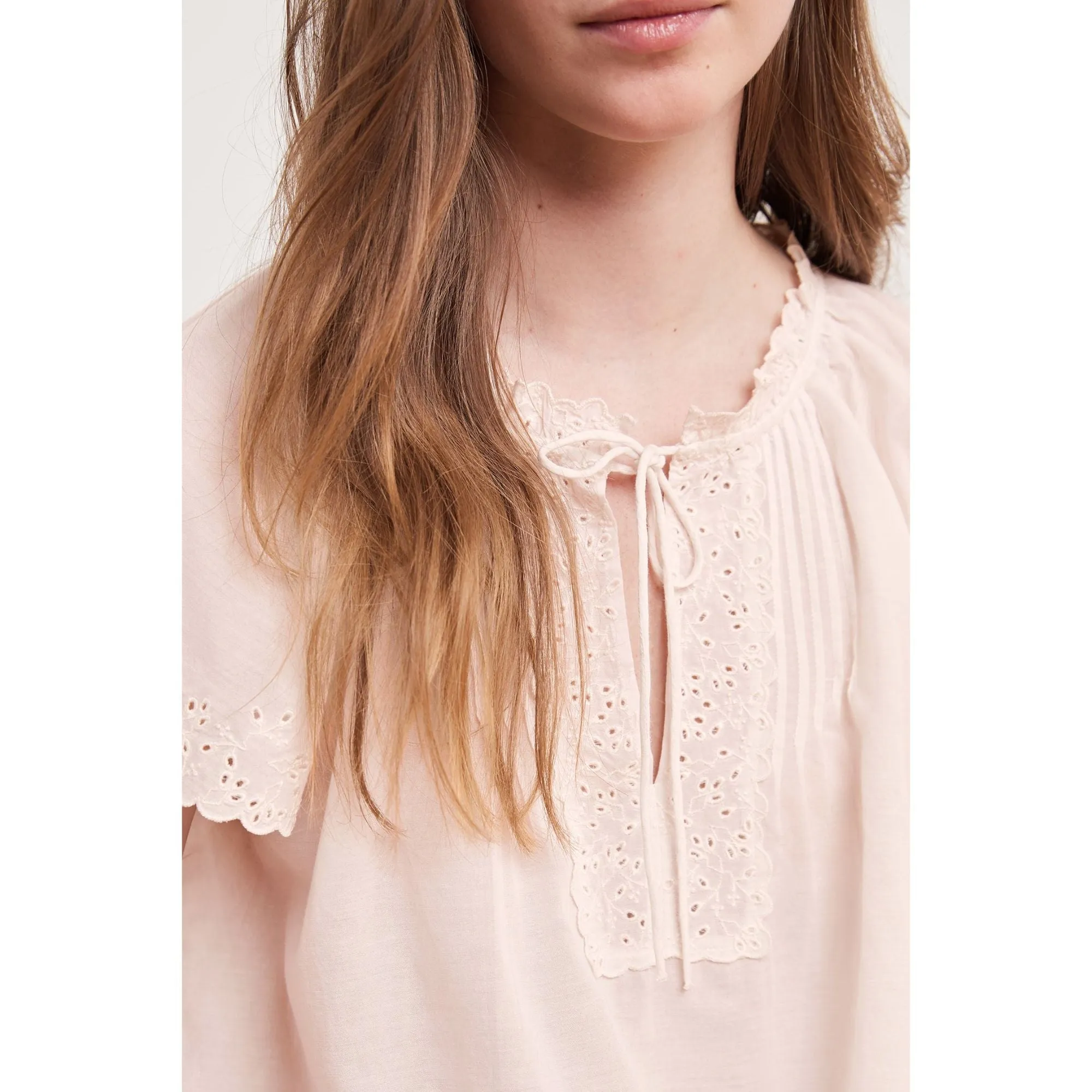 Velvet Women's Eyelet Embroidery Short Sleeve Top - DUSTY ROSE