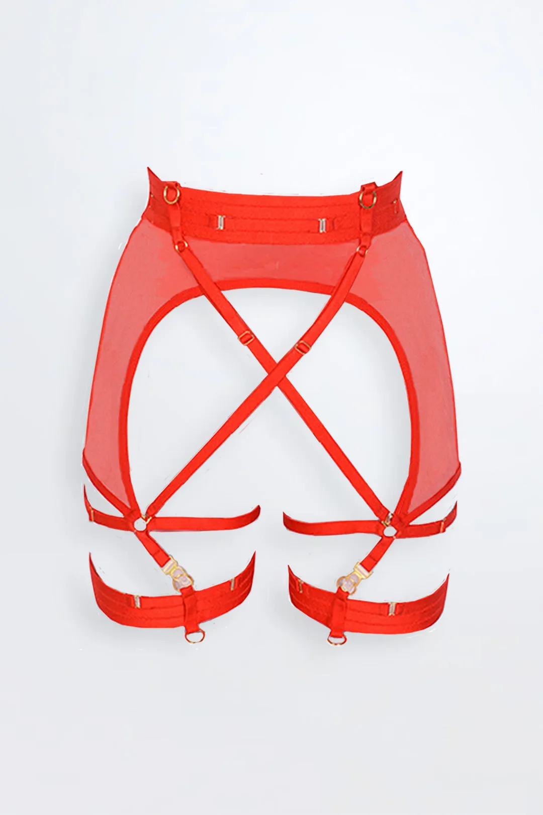 Vivian Mesh Garter Suspender Red