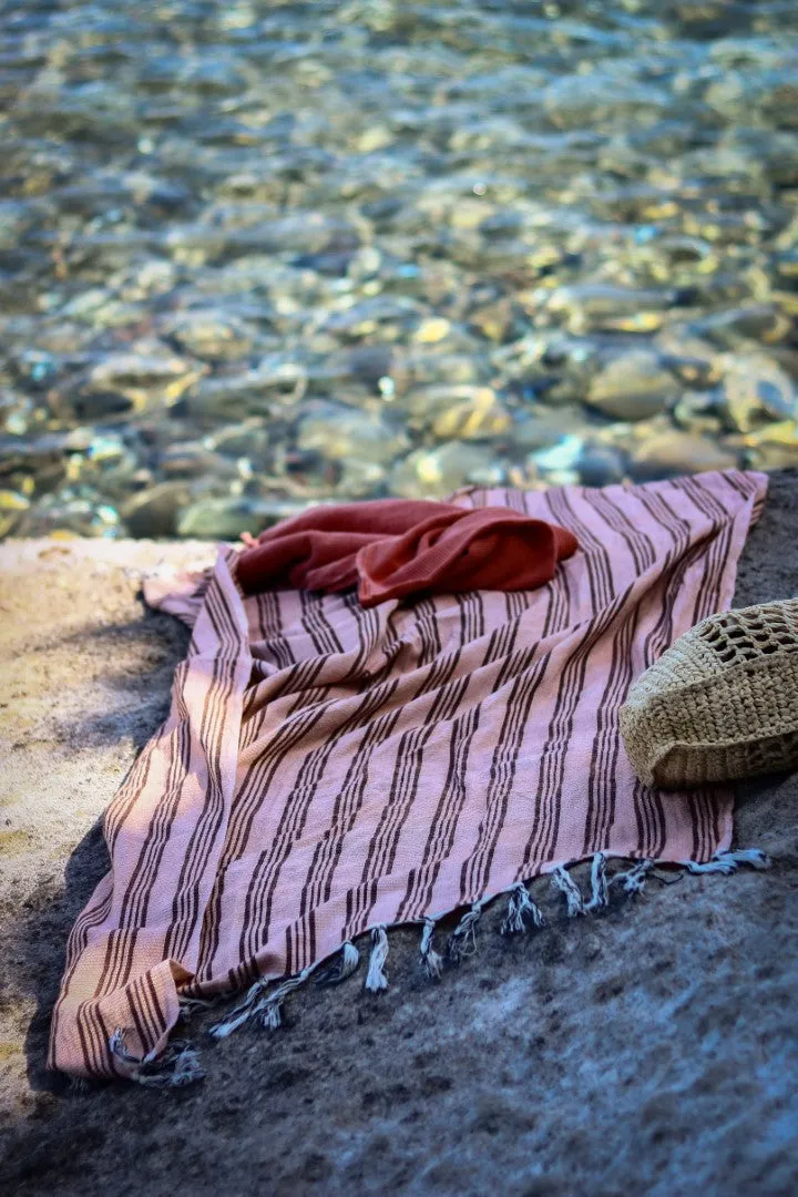 Waffle-weave Turkish Towel Coral