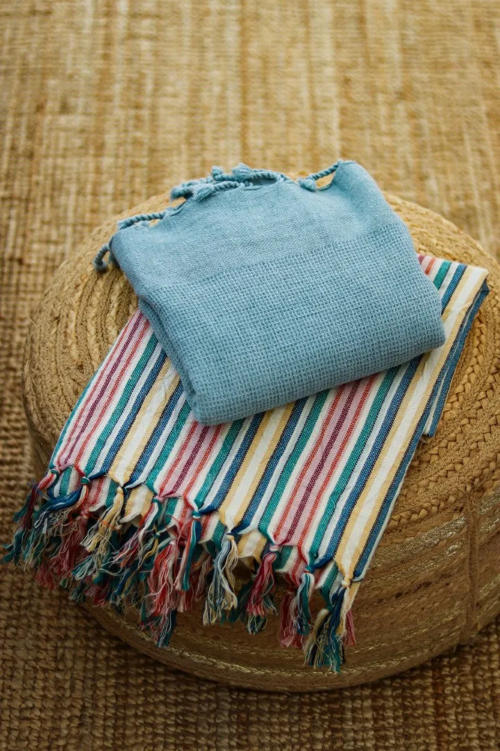 Waffle-weave Turkish Towel Powder Blue