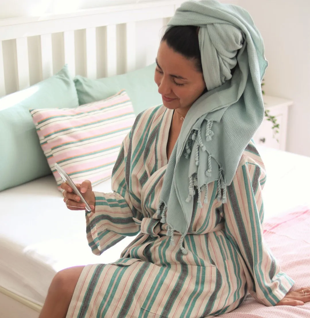 Waffle-weave Turkish Towel Powder Blue