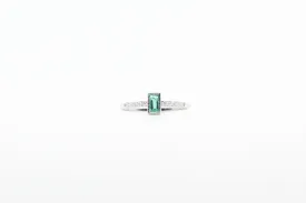 White Gold Bezel Emerald and Diamond Ring