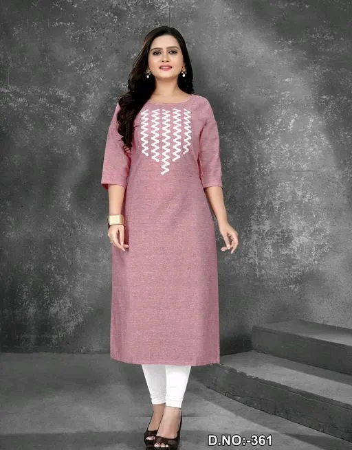 Women's Casual Embroidered Cotton Plus Size Kurti